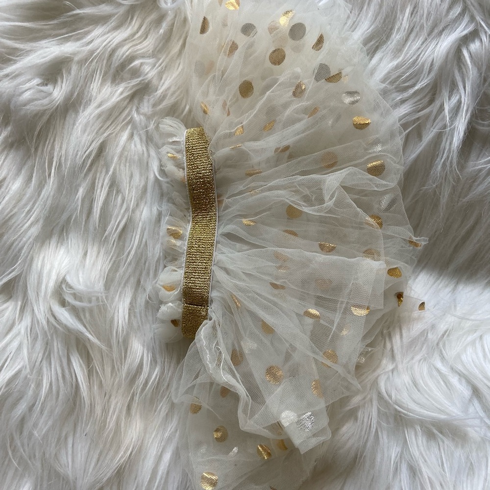 Creations of Grace tulle tutu w/Gold polka dots